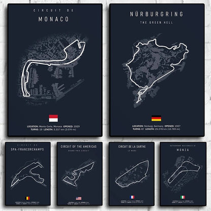 Track Circuit Canvas Poster - Spa, Monza, Monaco & MORE