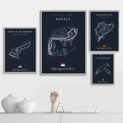 Track Circuit Canvas Poster - Spa, Monza, Monaco & MORE